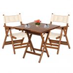 Marmaris Ahsap Bahce Balkon Takimi: 60X60 Masa + 2 Minderli Sandalye Katlanir Set