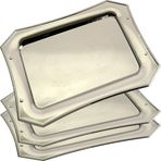 MARO MEGASTORE (3'lü paket 39,6 cm x 27,7 cm Sekizgen Krom Kaplama Gümüş Servis Tepsisi Şık Tasarım Çiçekli Oymalı Kenar Parti Doğum Günü Düğün Tatlı Büfe Şarap Tabağı Tabağı GD-123
