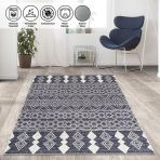 Marokan Tarzı Salon Halısı Otantik Kilim Desenli Koyu Gri Halı Kaymaz Taban Makinada Yıkanabilir