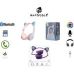 MAROOBLE Kedi Kulaklık Rgb Çocuk Icin Kablosuz Bluetooth Kulaklık Kedi Desenli Wireless Kulaklık - Gri