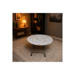 marpas Modern Yuvarlak Katlanır Masa 100x100 cm Mermer Desenli MDF Orta Sehpa & Çok Amaçlı Masa