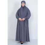 MARQUANT Kol Bağcıklı Robalı Elbise ve 3 Katlı Sufle Hijab Tesettür Takım