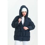 MarqueTr Kadın Yasara Kol Oversize Siyah Kapüşonlu Şişme Mont (Siyah, XL)