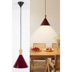 Marrien Cone Bohem Ahşap Bordo Metal Sarkıt (25 Cm) Yemek Masası Üstü Avize Mutfak & Salon Aydınlatması