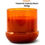 Marrien Hawaii Yasemin Kokulu Mum 260 G Mantar Desenli Şeffaf Turuncu Bardak