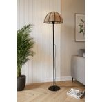 Marrien Linea Doğal İp Başlıklı Zemin Lambaderi, Modern Salon ve Oturma Odası Köşe Aydınlatması - Siyah - 35 cm – Ayaklı Lambader, Zemin Lambası, Okuma Köşesi için Modern Yer Lambası