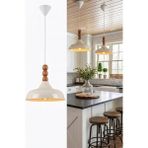 Marrien Lora Vintage 3lü Ahşap Boncuk Detaylı Krem Metal Sarkıt (33 cm) Yemek Masası Üstü Avize Mutfak & Salon Aydınlatması