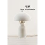 Marrien Luna Abajur | Krem Metal Gövdeli - 25 cm - Oturma Odası & Yatak Odası & Salon Aydınlatma