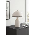 Marrien Luna Luxury Abajur | Beyaz Metal Gövdeli - 25 cm - Yatak Odası Aydınlatma - Dekoratif Masa Lambası