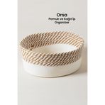 Marrien Orsa Pamuk Ve Kağıt İp Dokuma Sepet Kutu, Dekoratif Çok Amaçlı Dolap İçi ve Çekmece Düzenleyici Organizer - 20x30 cm Ekru – Dolap İçi Düzenleyici Organizer, Saklama Sepeti