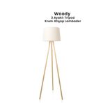 Marrien Woody 3 Ayaklı Tripod Krem Ahşap Lambader | Oturma Odası & Yatak Odası & Salon Lambader