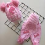 Mars Baby Bebek Kız Çocuk İsimli Pembe Barbii Çift Ponponlu Atkı Bere Takımı