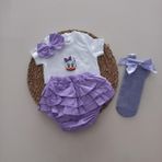 MARS BABY Kız Bebek Lila Daisy Fırfır Şort Etek Bodyli Lila File Takımı