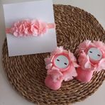 Mars Baby Kız Bebek Özel Gün Fırfırlı Koyu Somon Bandana Ve Çorap Set