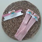 MARS BABY Kız Bebek Pembe Gökkuşağı Figürlü Bandana ve Çorap Set