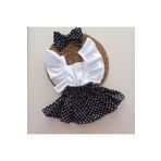 MARS BABY Kız Bebek Siyah Puantiye Desenli Fırfırlı Salopet Bandana Takım