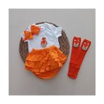 Mars Baby Kız Bebek Turuncu Çakıl Fırfır Şort Etek Badili Çorap Takımı Özel Günler İçin - 0 - 3 Ay