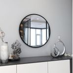 Marsah Home Metal Çerçeveli Yuvarlak Ayna, Siyah, 70X70