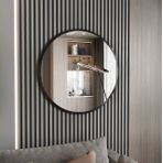 Marsah Home Metal Çerçeveli Yuvarlak Ayna, Siyah