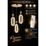 Marsel Lighting SERRA 3LÜ GOLD 3 Renk LED ISIKLI SALON MUTFAK OTURMA ODASI ANTRE AVİZE