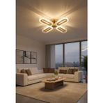 Marsel Lighting Serra 4lu Gold Plafonyer 3 Renk LED Isıklı Salon Oturma Odasi Avize - Altın - Sarı