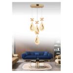 Marsel Lighting Yagmur Model 4'Lü Gold 3 Renk Modu Ledli Modern Salon Mutfak Oturma Odası Led Avize
