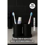 MarselDizayn Modern Banyo Düzenleyici V4 - Diş Fırçalık Seti - İkili Set - Siyah - 10cm