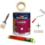 Marshall Luxe Parlak Sentetik Yağlı Boya 0.75 Lt Siyah ve Ekipmanları - 0.75L