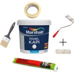 Marshall Su Bazlı Panel Kapı Boyası 1 Lt ve Ekipmanları - Beyaz - 1l