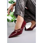 MARSHETTA Stiletza Model Kadın Bordo Rugan Toka Detaylı Sivri Burun Stiletto Topuklu Ayakkabı - 00Bordo