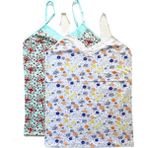 Marsilyan 2 Adet Kadın Askılı Desenli Atlet Dantelli Empirme Pamuklu Penye D5-6 - Renkli - 2XL