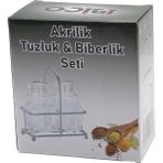 Marsilyan 2 Pcs Şeffaf Kapak Akrilik Tuzluk - Biberlik - Baharatlık Metal Standlı Kare - Bombeli (4887) - Renkli - 1