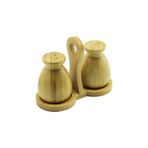 Marsilyan 2 PCS - ŞİŞE MODELİ AHŞAP BAMBU TUZLUK - BAHARATLIK TUTACAKLI AHŞAP STAND (4887)