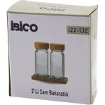 Marsilyan 2pcs Bambu Kapaklı Cam Tuzluk - Biberlik - Baharatlık 120ML (K95) - Renkli - standart