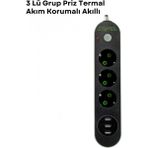 Marsilyan- 3 USB Portlu Üçlü Priz CXE103 - Renkli - standart