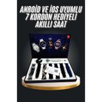 Marsilyan 7 Kordonlu Akıllı Saat Siyah Kasa Dokunmatik Ekran Uyku ve Sağlık Takibi - 35 - 48 mm - 1 - Renkli