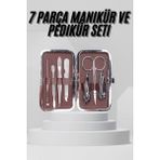 Marsilyan 7 Parça Paslanmaz Çelik Manikür ve Pedikür Seti Çantalı Profesyonel - Renkli - standart