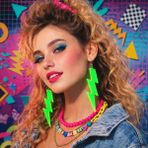 Marsilyan 80 Ler 90 Lar Retro Neon Yeşil Şimşek Küpe 10 cm - Renkli - standart