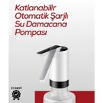 Marsilyan 8000 Mah USB Şarjlı Su Pompası | Tek Tuşla Başlat/durdur | Cam Damacana Uyumlu | Enerji Tasarruflu 4W Güç - standart