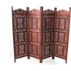 Marsilyan Ahşap Maun Rengi El Oyması Paravan - Renkli - standart