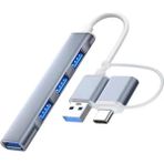 Marsilyan Ally A-806 4in1 Type-C + USB Girişli USB 3.0 Çoğaltıcı Hub Adaptör Çevirici - Gri - standart