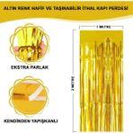 Marsilyan Altın Gold Renk Ekstra Metalize Parlak Saçaklı Arka Fon Perde İthal A Kalite 1x2 Metre (K95) - 1 x 2 m