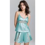 Marsilyan Aqua Saten Babydoll Şort Takımı Zarif Kadın Gece Giyim - XL