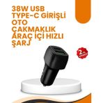 Marsilyan Araç Çakmak Girişli 38W Hızlı Şarj Aleti – Iki Cihaz Destekli