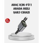 Marsilyan Araç Şarj Cihazı 4 Portlu 66W Hızlı Şarjlı LED Işıklı ve 180° Dönebilir - MCT3389-6983