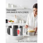 Marsilyan Ayarlanabilir Pasta Çemberi Paslanmaz Çelik Kek Kalıbı 16-30 cm - Pasta Kalıbı - Renkli