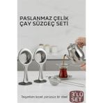 Marsilyan Çay Süzgeci Seti - 3 Parça Profesyonel ve Kulplu Demlik Filtresi Paslanmaz Çelik 718934 - Renkli