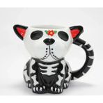 Marsilyan Day Of The Dead Köpek Figürlü 3D Kabartmalı Porselen Kupa - Renkli - standart