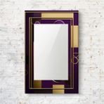 Marsilyan- Dekorarif Desenli Dikdörtgen Duvar Aynası 24 - Renkli - 60 x 90