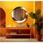 Marsilyan Dekorarif Desenli Yuvarlak Banyo-Salon Duvar Aynası 101 - Renkli - 60 x 60